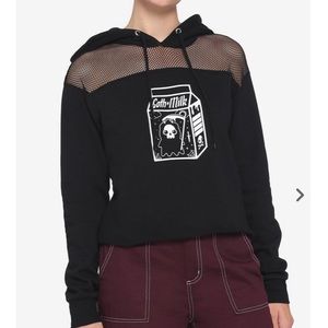 Hot Topic Goth Milk mesh crop hoodie size Medium